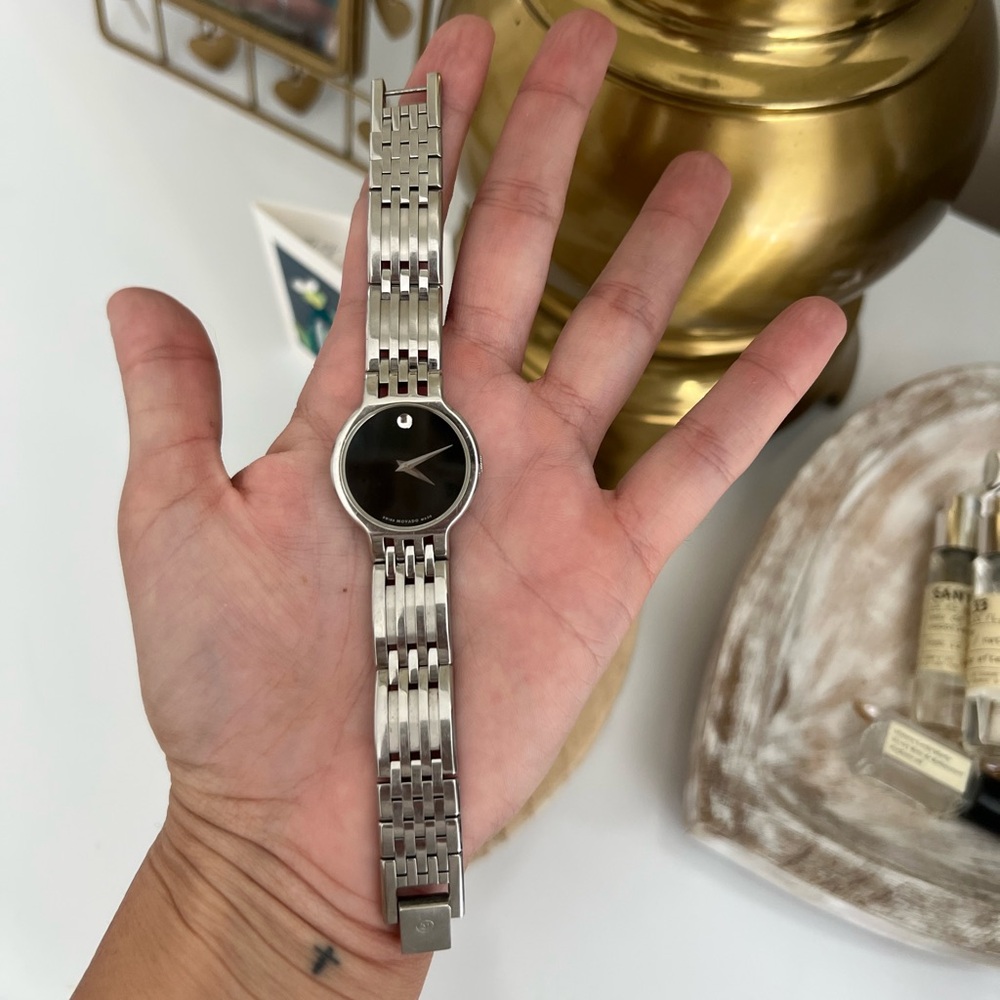 Silver MOVADO with Black Dial